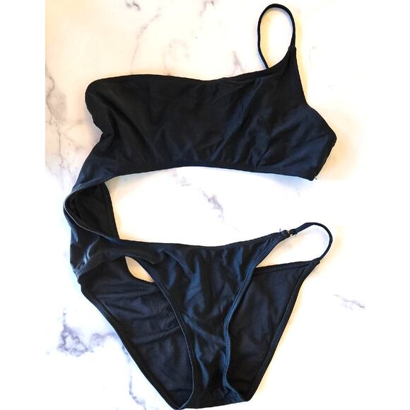 Betty Jade Swimsuit Womens Medium Black Cut Out Monokini One Piece Minimalist - Picture 1 of 8